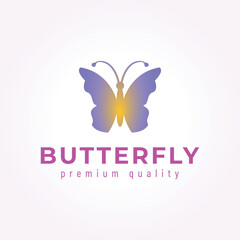 minimalist butterfly logo icon design vector, colorful vintage cute butterfly illustration