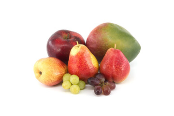 Assortment of fresh healthy fruits isolated on white