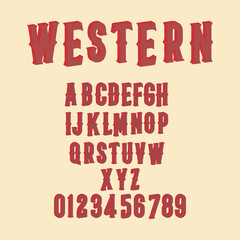 Obraz premium Western 3D red color Alphabet Design on Color Background