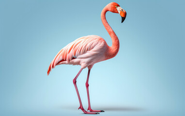 Fototapeta premium Pink Flamingo isolated on white background