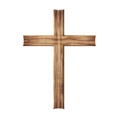 Wooden cross isolated on transparent background
