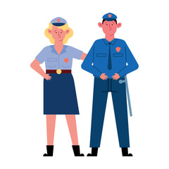 police day illustration with police couple