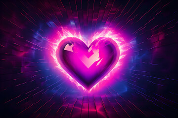 abstract neon heart digital background
