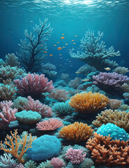 a many different colored corals in the water