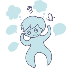 Head in a Spin Dizzy and Confused Kid Vector Art
