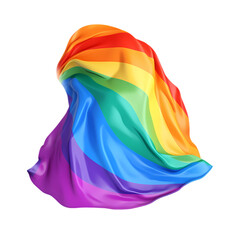 Wavy rainbow flag isolated on transparent background