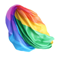 Wavy rainbow flag isolated on transparent background