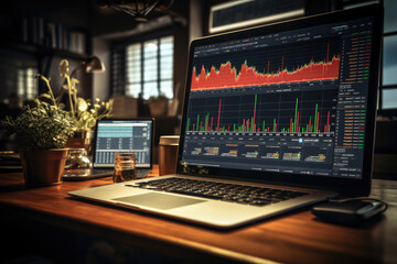 Stock Market Finance Account Report on the desk. Generative AI. - obrazy, fototapety, plakaty