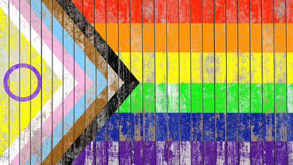 Drapeau lgbt sur fond bois vintage 