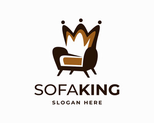 Sofa king furniture elegant interior room couch comfortable living simple vector logo design