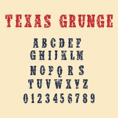 Texas Grunge Alphabet Design on Color Background