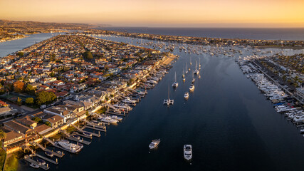 Aerial view of Newport Beach harbor