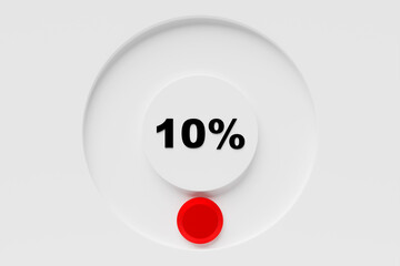 3d illustration of a bright instrument panel depicting values from normal to critical values in different colors on a  white   background