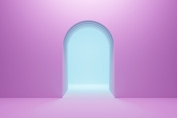 3D rendering. Beautiful geometric arch, gate, portal. Abstract geometric arch. Round hole, entrance...
