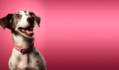 Spotted dachshund on a pink background generated AI