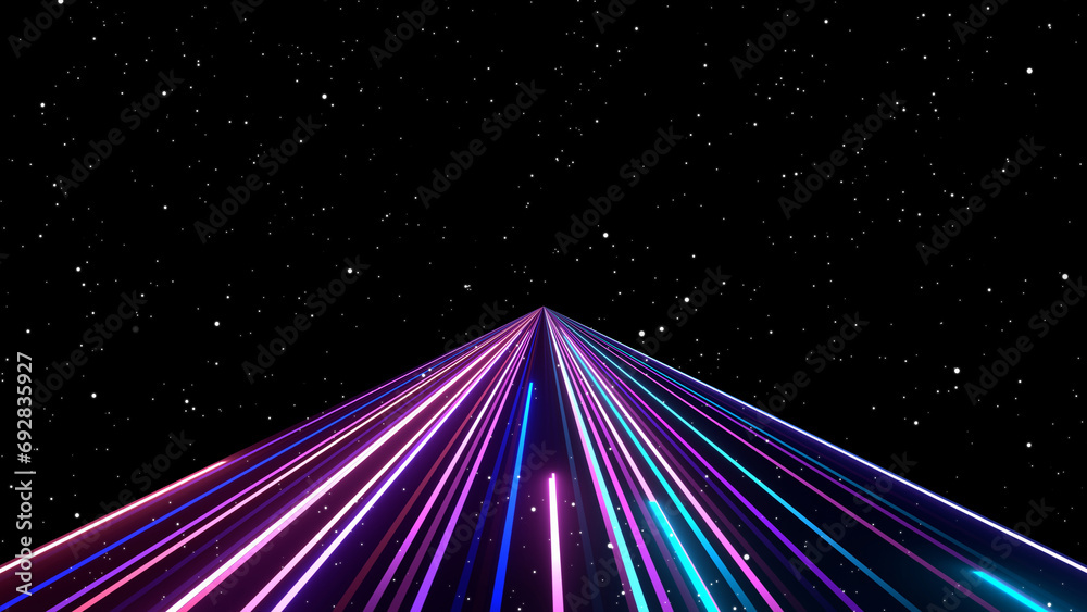 Wall mural 4k of traveling through star fields space colorful light glowing. space nebula moving with stars spa