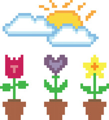 pixel art illustration sun and flower cross stitch