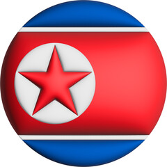 3D Flag of North Korea on circle