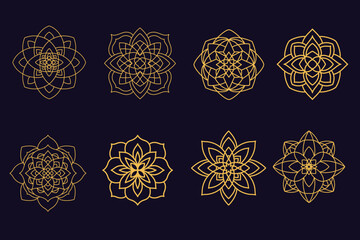 Luxury Arabic ornamental. Laser cutting mandala. Golden floral pattern. Oriental element Vector illustration on black background