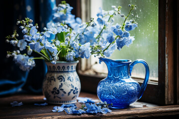 bouquet of blue flowers
