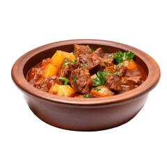 Beef stew traditional homemade goulash isolated on transparent background,transparency 