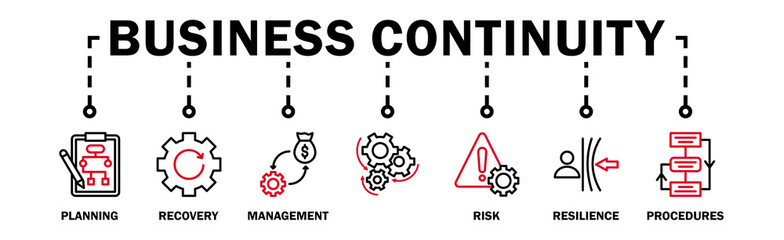 Business continuity plan banner web icon vector illustration concept for creating a system of...