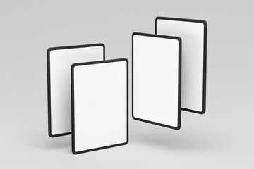 Tablet with white screen. Minimalist background design and realistic scene 
for tablet mockup

