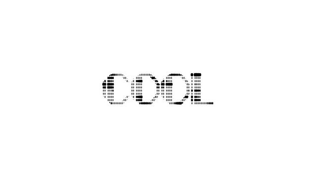 Cool ascii animation loop on white background. Ascii code art symbols typewriter in and out effect with looped motion.