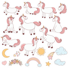 Cute Unicorn Cartoon Bundle Collection