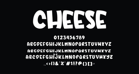 Cheese comic display font Best Alphabet Alphabet Brush Script Logotype Font lettering handwritten.
