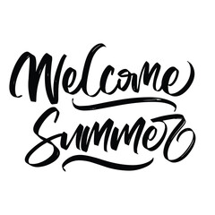 Welcome summer summer season quotes ready vector lettering. Inspirational typography. Motivational quote