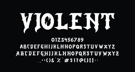 Fototapeta premium Violent blackletter display font Best Alphabet Alphabet Brush Script Logotype Font lettering handwritten