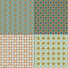 Four seamless color block patterns, background