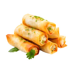 eggrolls with ham cheese filling isolated on transparent background,transparency 