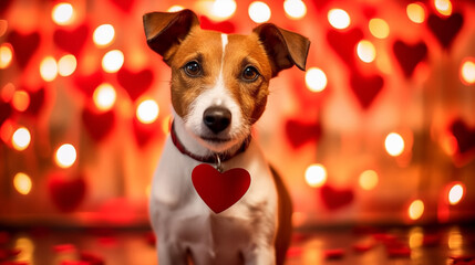 9:16 or 16:9 Cute Jack Russell Terrier dogs come to spread love on Valentine's Day and other special days.for backgrounds on mobile or computer screens or other printing projects. - obrazy, fototapety, plakaty