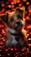 9:16 or 16:9 Cute Jack Russell Terrier dogs come to spread love on Valentine's Day and other special days.for backgrounds on mobile or computer screens or other printing projects.