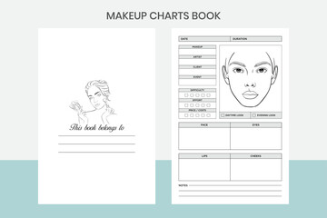 Fototapeta na wymiar Makeup Charts Book Kdp Interior