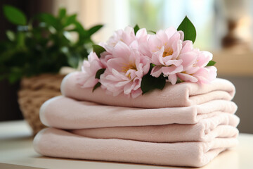 Fototapeta na wymiar towel and flower