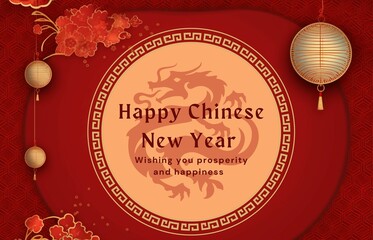 Happy chinese new year greeting card background and social media post
