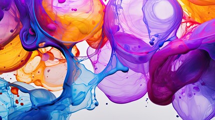 Purple And Yellow Soap bubbles in paint create