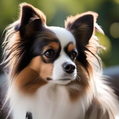 A portrait of an expressive and alert Papillon dog1