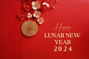 Happy Chinese new year greeting background social media post new year concept illustration