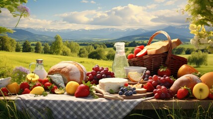 snacks eating picnic food illustration sandwiches vegetables, cheese bread, chips drinks snacks...