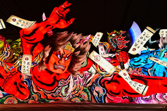 Giant Illuminated Nebuta Float at Nebuta Museum Wa Rasse in Aomori City