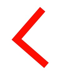Left red arrow icon isolated on white background 