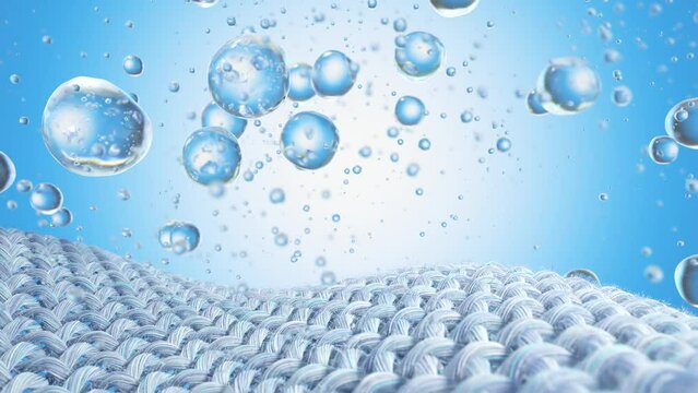 Close-up of fabric interlaced fiber with water drop.
