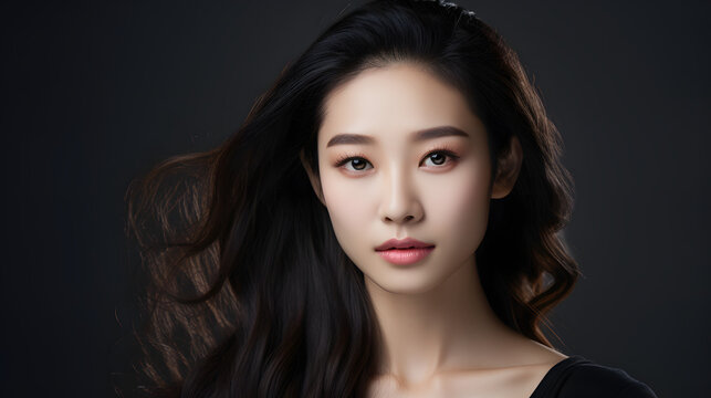 Beauty concept of a young asian woman. generative AI.