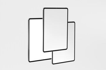 Realistic tablet mockup with white screen and minimal background