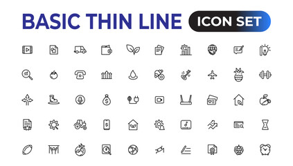 Web icons. Business. Set of thin line web icon set, simple outline icons collection, Pixel Perfect icons, Simple vector illustration.