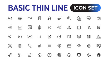 Web icons. Business. Set of thin line web icon set, simple outline icons collection, Pixel Perfect icons, Simple vector illustration.